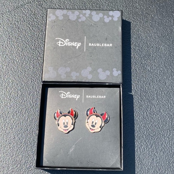 BaubleBar Mickey Mouse Devil Earrings - Red and Black - Picture 1 of 3